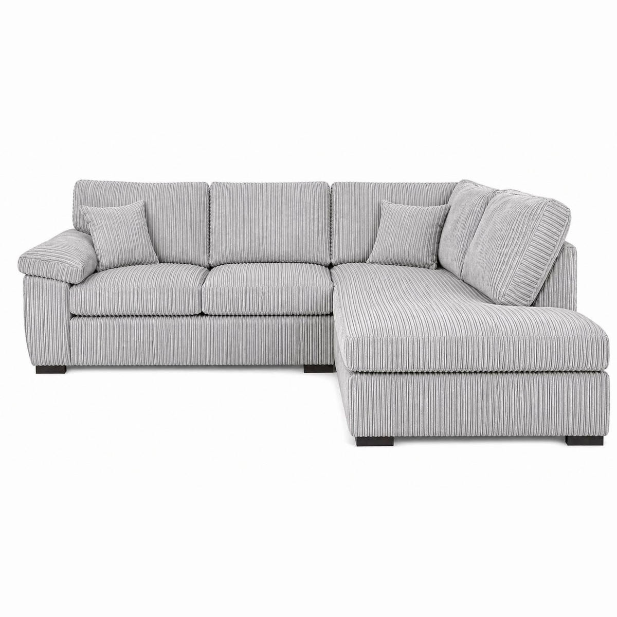Amalfi Jumbo Cord Corner Sofa in Silver jumbo cord, right hand side
