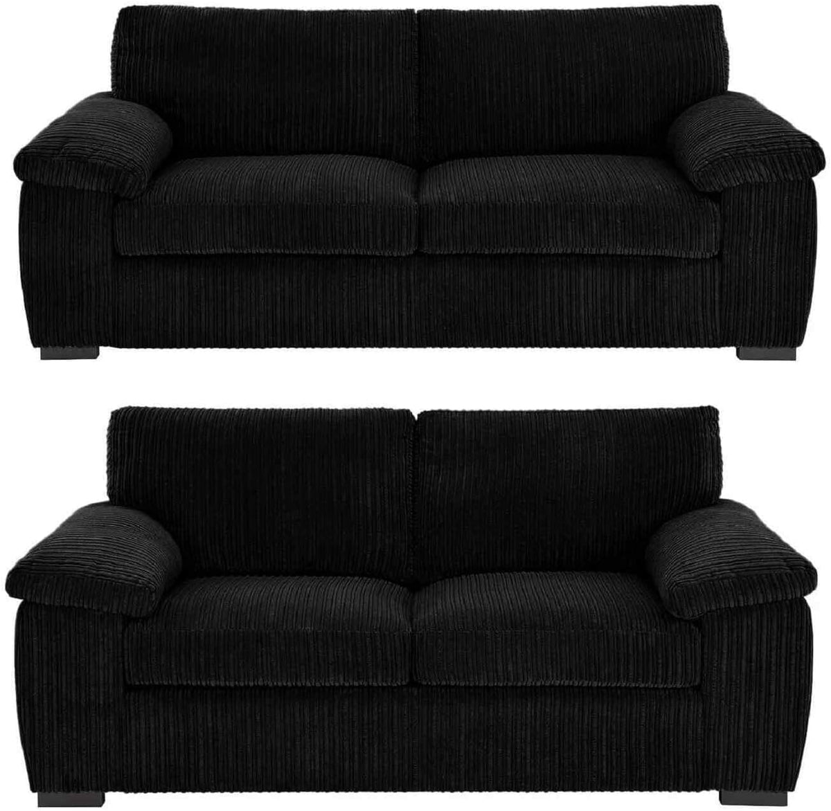 Amalfi Jumbo Cord Sofa Set 3+2 Seater in Black jumbo cord