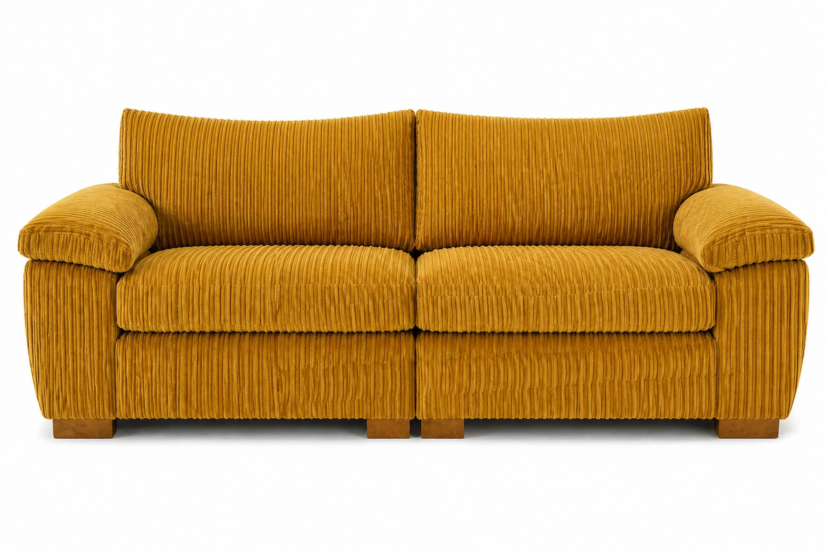 Amalfi Split Sectional Sofa 2 Seater in Yellow jumbo cord
