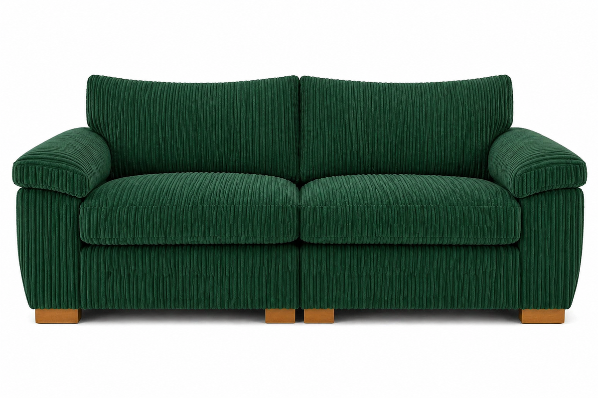 Amalfi Split Sectional Sofa 2 Seater in Green jumbo cord