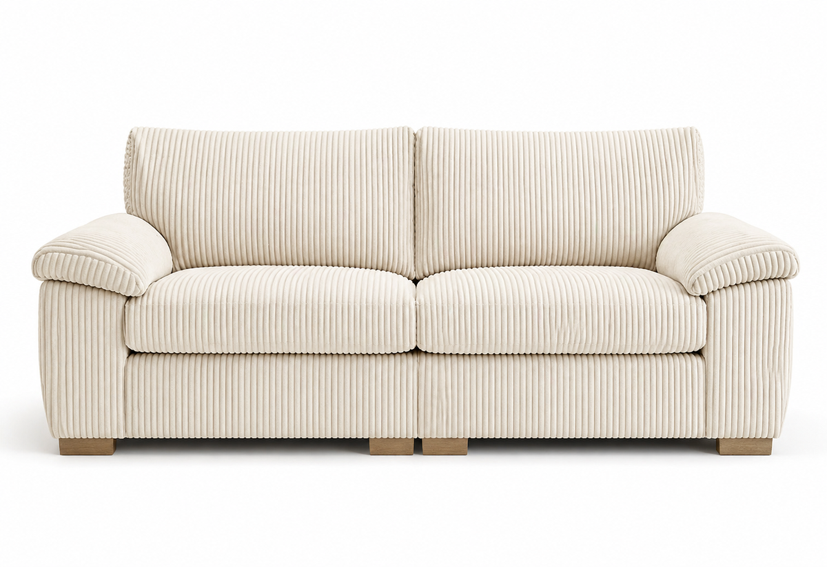 Amalfi Split Sectional Sofa 3 Seater in Cream jumbo cord