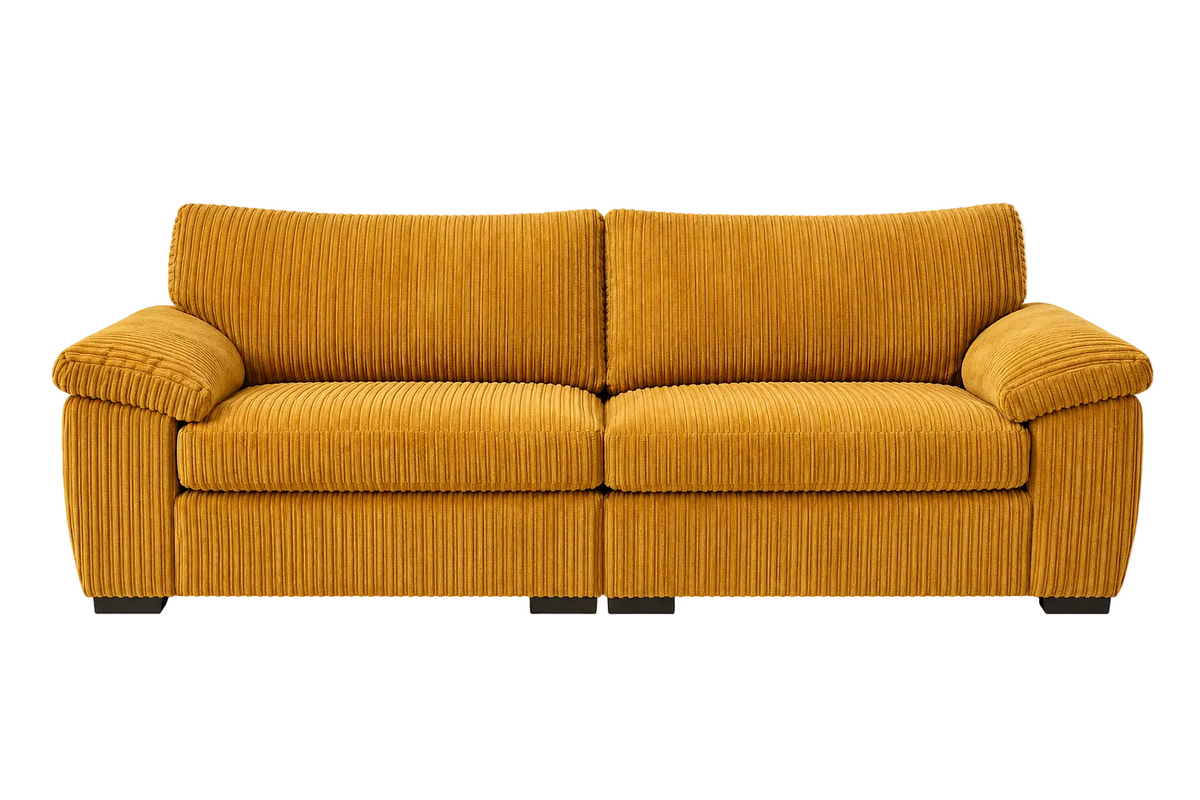 Amalfi Split Sectional Sofa 3 Seater in Yellow jumbo cord