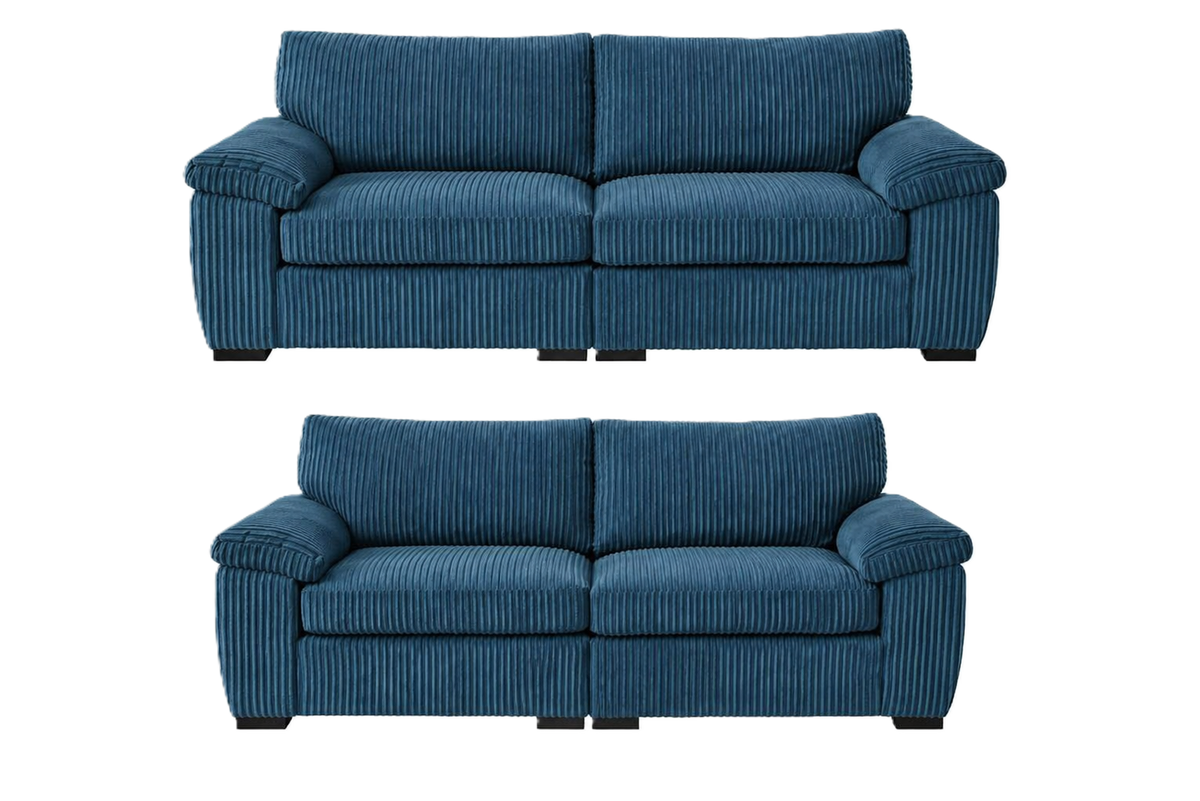 Amalfi Split Sectional Sofa Set 3+2 Seater Set in Navy jumbo cord