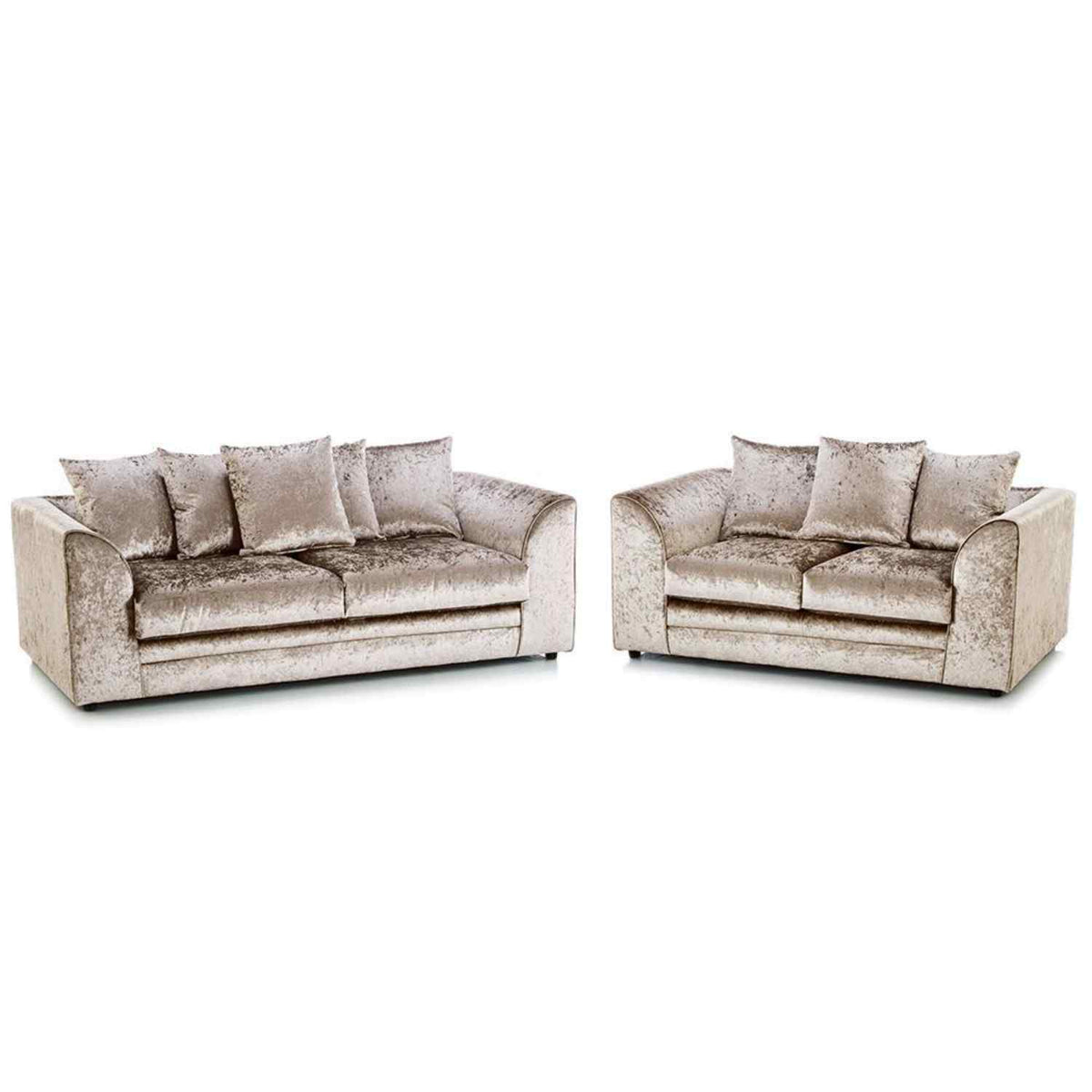 Crushed Velvet Sofa Set 3+2 Seater in Mink crushed velvet – room view