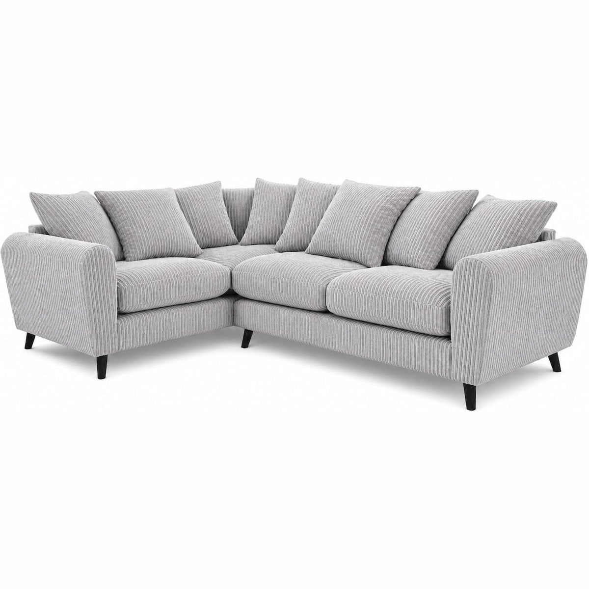 Harlow Jumbo Cord Corner Sofa in Silver – left hand side