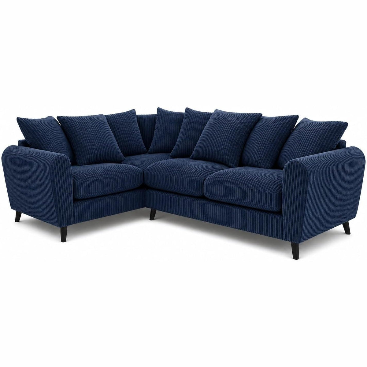 Harlow Jumbo Cord Corner Sofa in Blue – left hand side