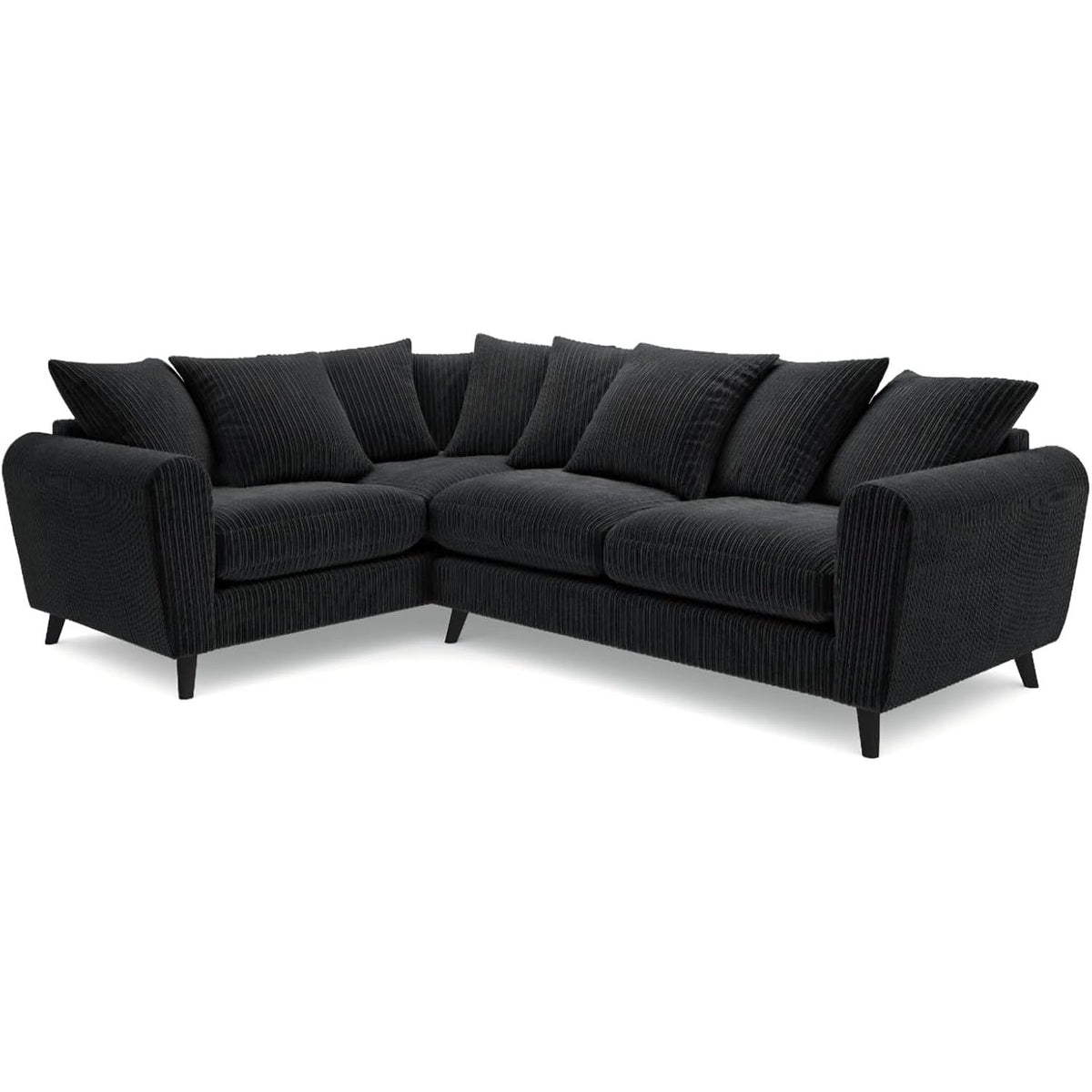 Harlow Jumbo Cord Corner Sofa in Black – left hand side