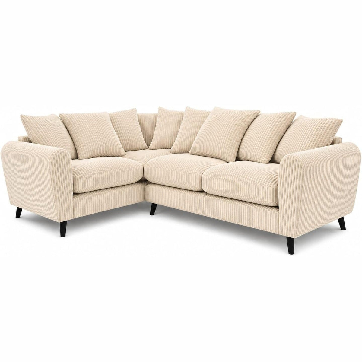 Harlow Jumbo Cord Corner Sofa in Cream – left hand side