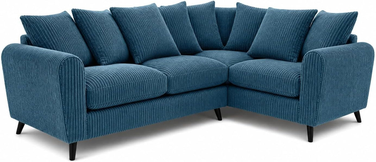 Harlow Jumbo Cord Corner Sofa in Blue – right hand side