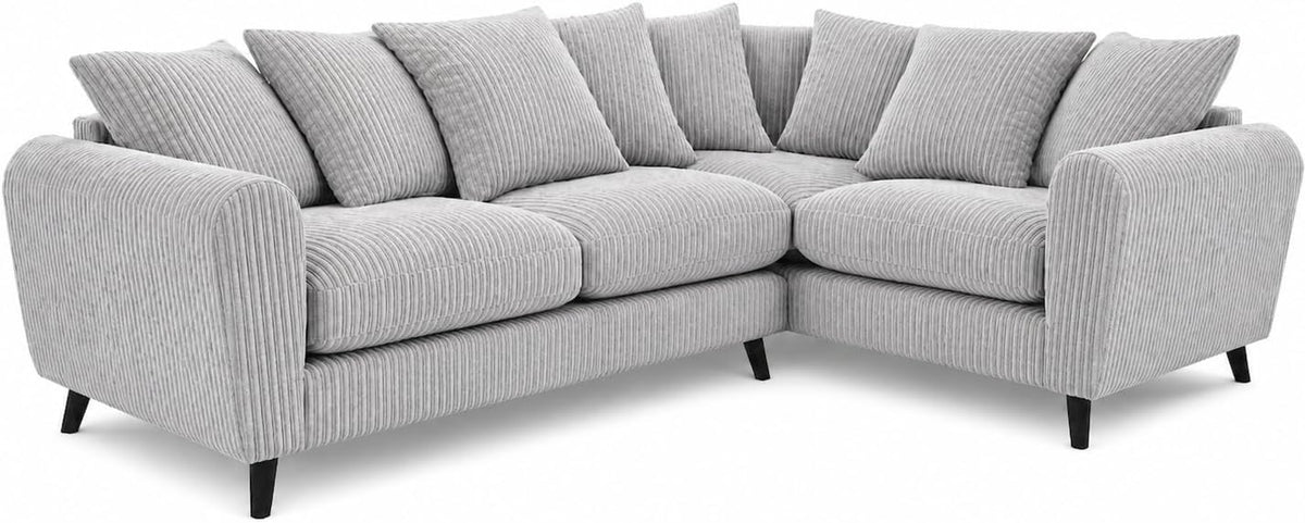 Harlow Jumbo Cord Corner Sofa in Silver – right hand side