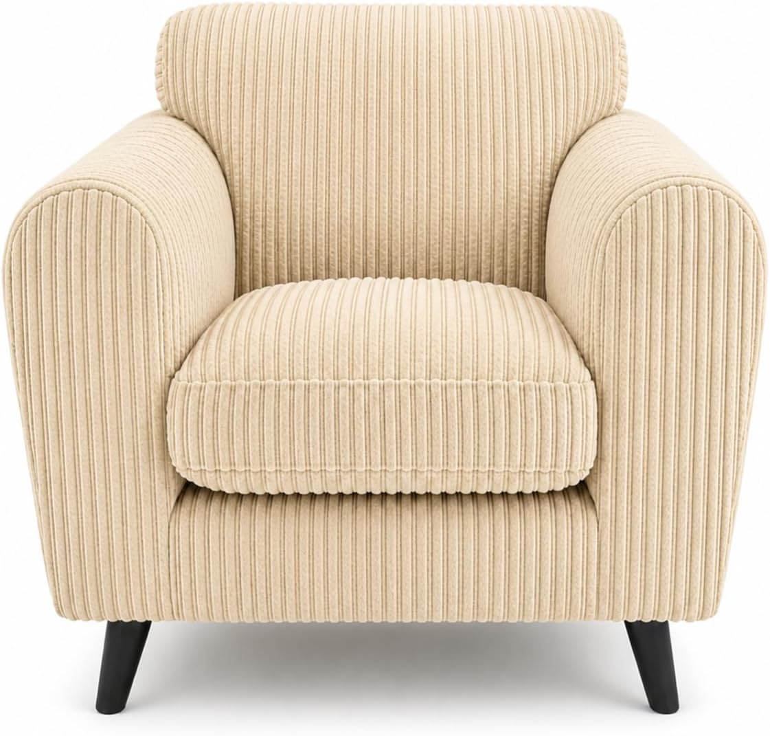 Harlow Jumbo Cord Cuddle Chair in Cream jumbo cord