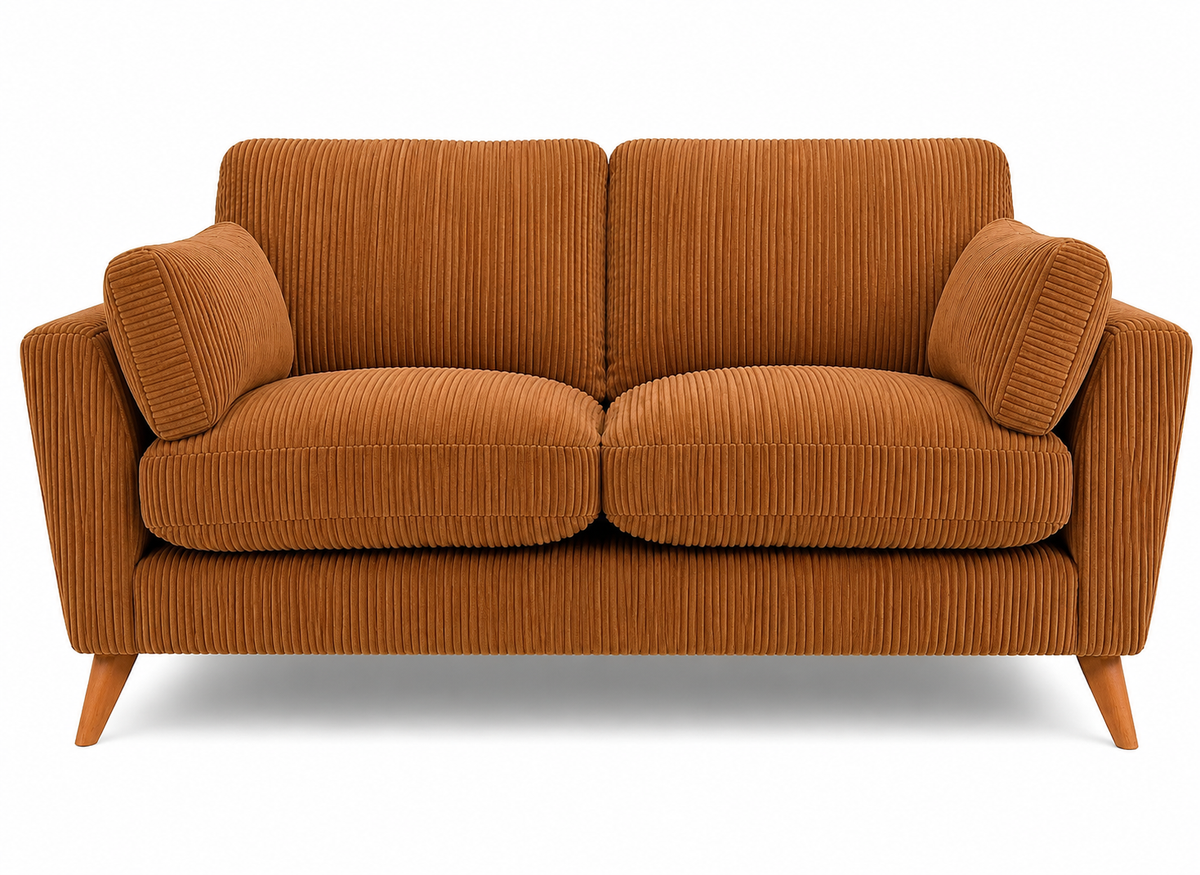 Harlow Jumbo Cord High Back Sofa 2 Seater in Beige jumbo cord