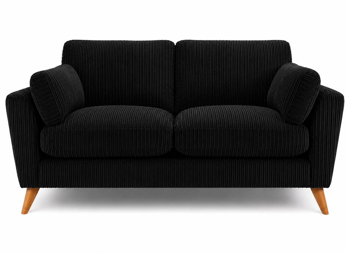 Harlow Jumbo Cord High Back Sofa 2 Seater in Black jumbo cord