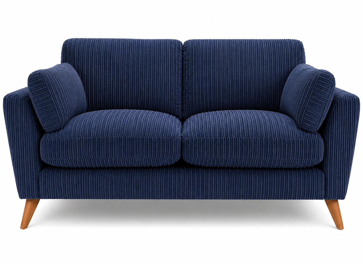 Harlow Jumbo Cord High Back Sofa 2 Seater in Blue jumbo cord
