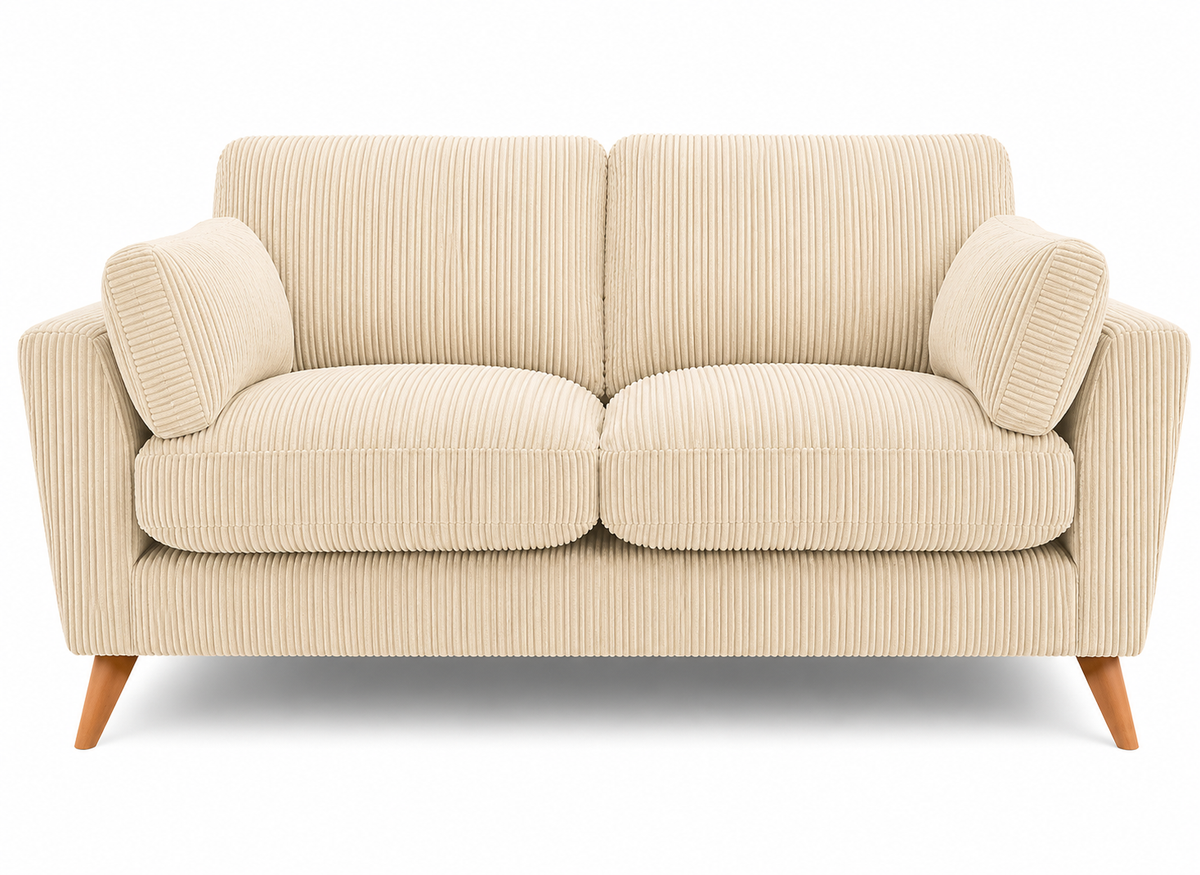 Harlow Jumbo Cord High Back Sofa 2 Seater in Cream jumbo cord