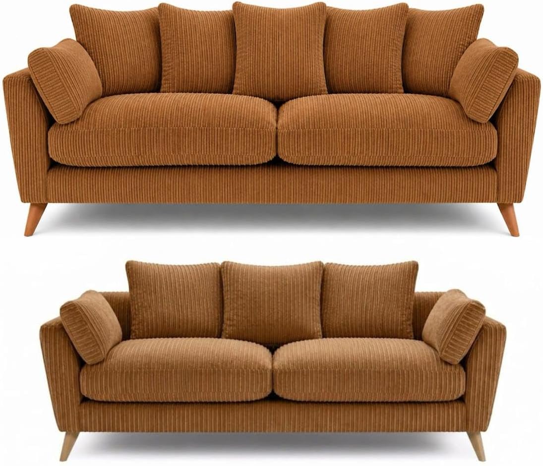 Harlow Jumbo Cord Sofa Set 3+2 Seater Set in Beige jumbo cord