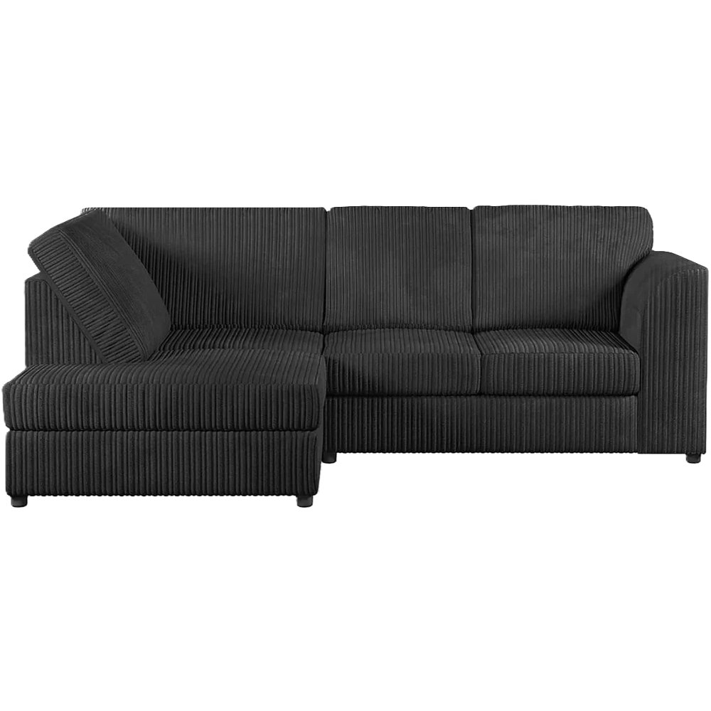 Jumbo Cord High Back Corner Sofa in Black – left hand side