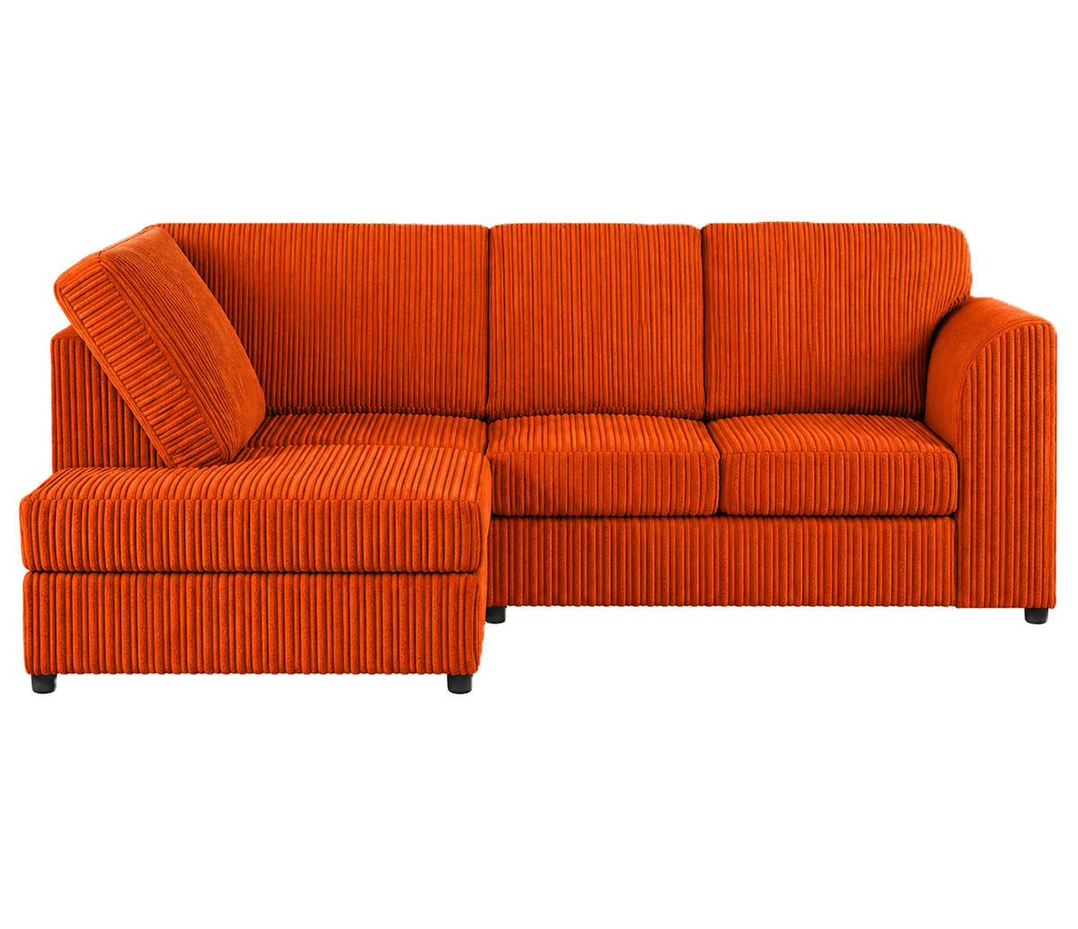 Jumbo Cord High Back Corner Sofa in Orange – left hand side
