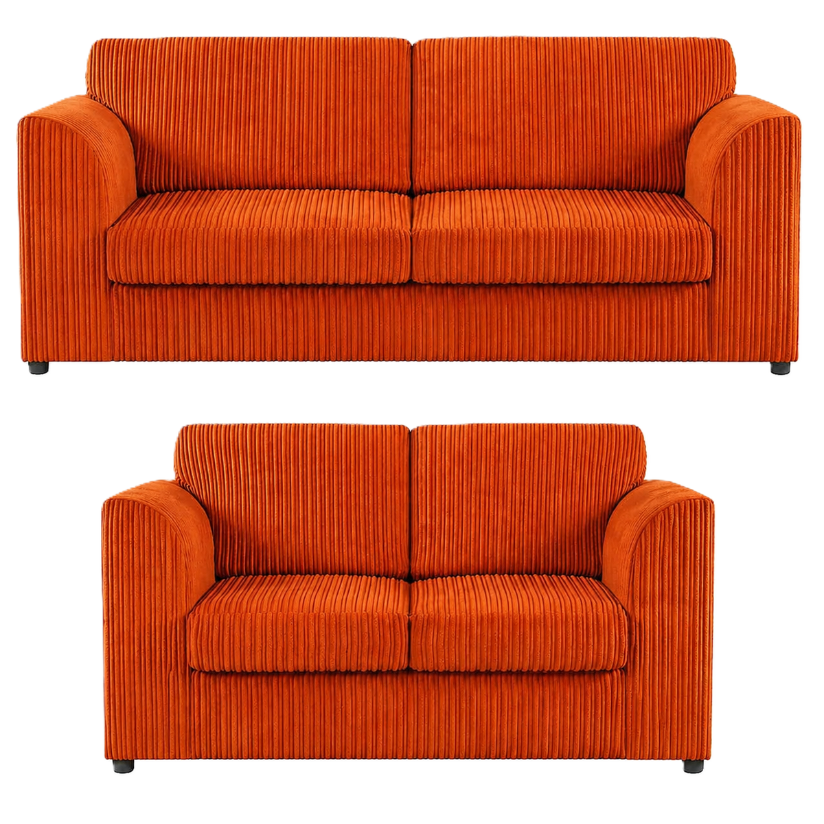 Jumbo Cord High Back Sofa Set 3+2 Seater in Orange jumbo cord