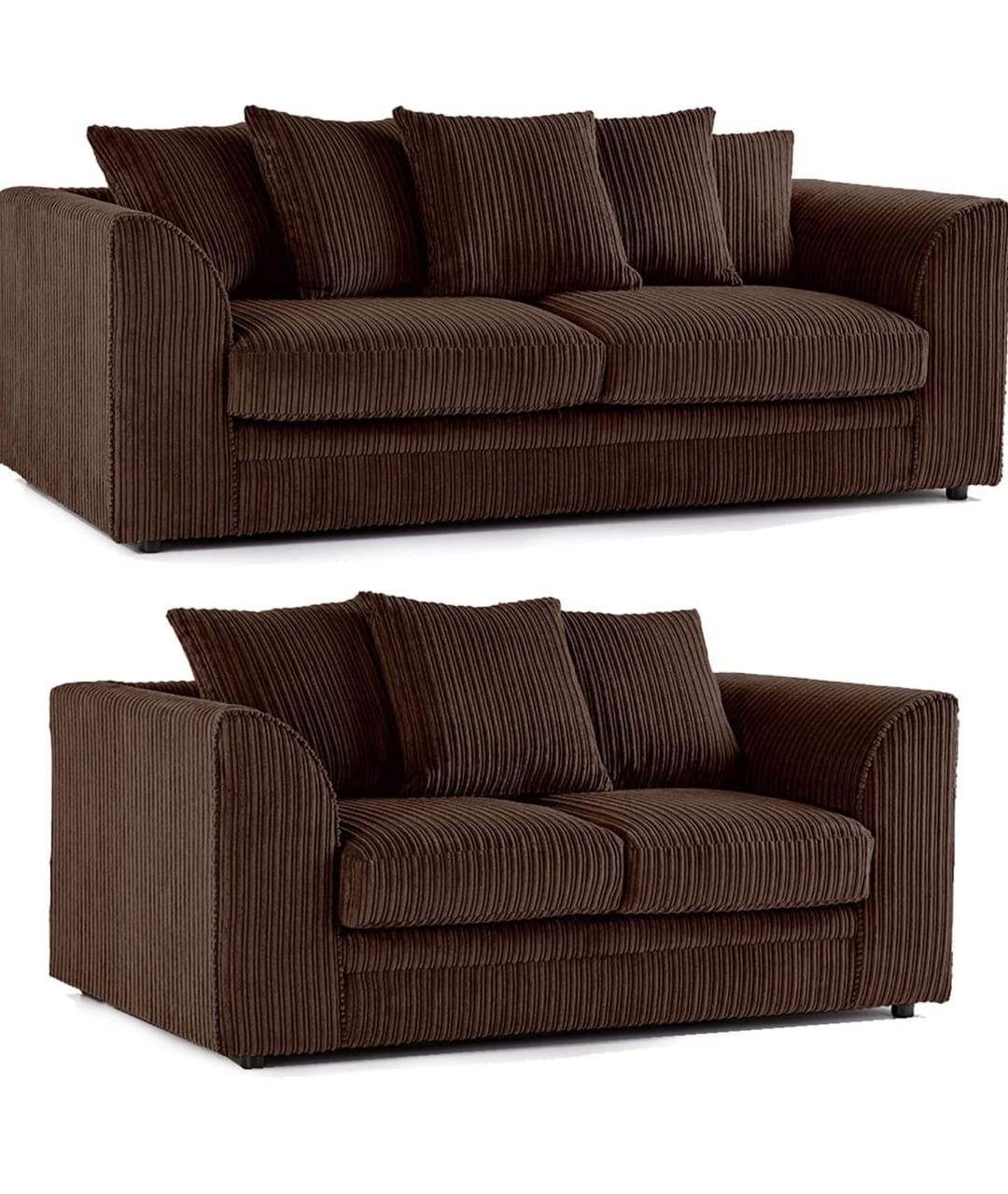 Jumbo Cord Scatter Back Sofa Set 3+2 Seater Set in Brown jumbo cord