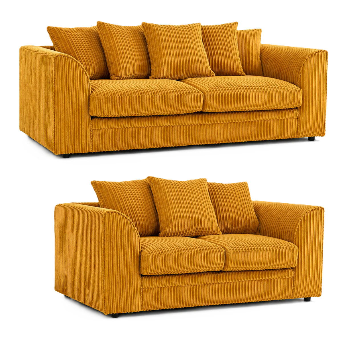 Jumbo Cord Scatter Back Sofa Set 3+2 Seater Set in Mustard jumbo cord