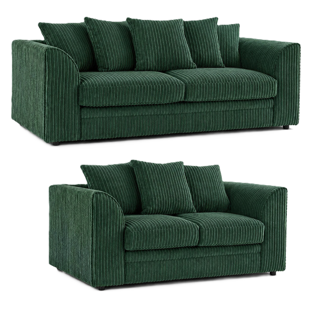 Jumbo Cord Scatter Back Sofa Set 3+2 Seater Set in Green jumbo cord