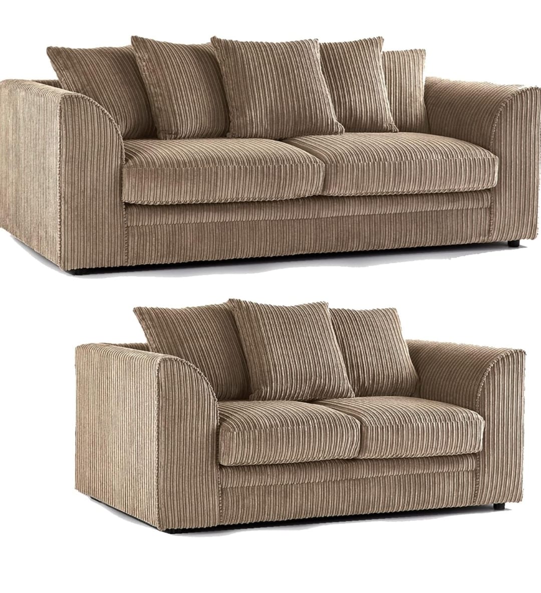 Jumbo Cord Scatter Back Sofa Set 3+2 Seater Set in Beige jumbo cord