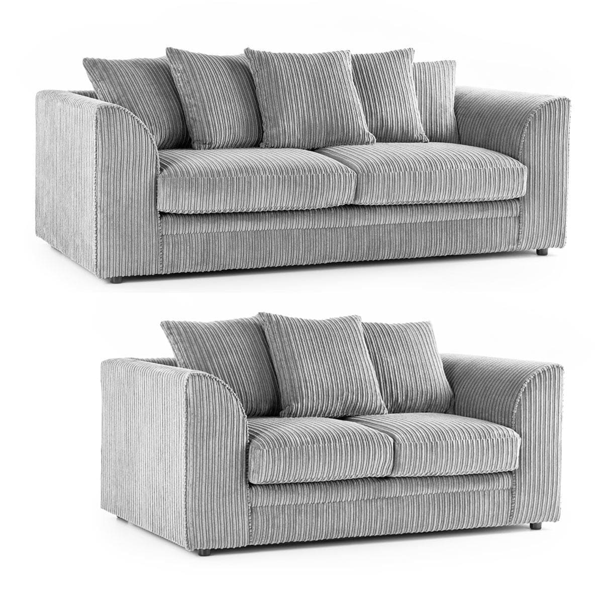 Jumbo Cord Scatter Back Sofa Set 3+2 Seater Set in Silver jumbo cord