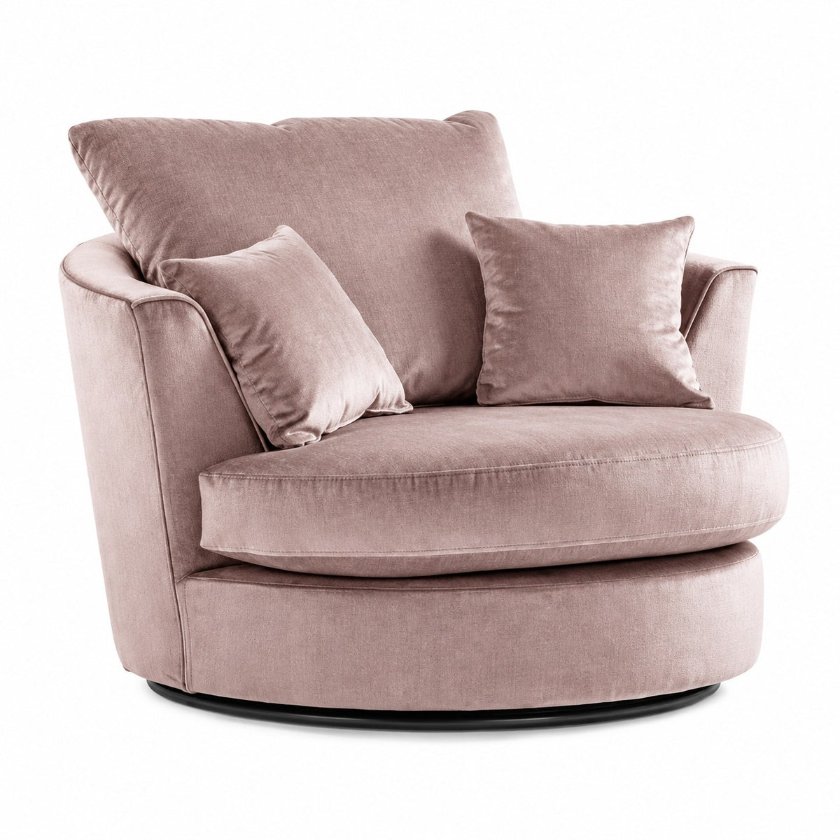 Plush Velvet Swivel Chair in Pink plush velvet