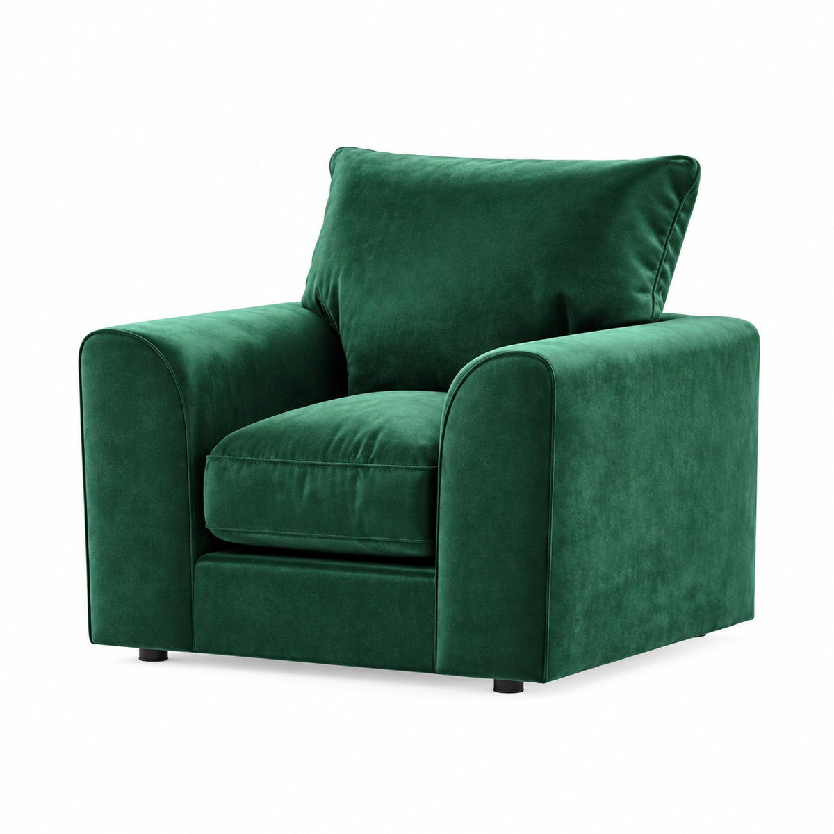 Plush Velvet Armchair in Green plush velvet