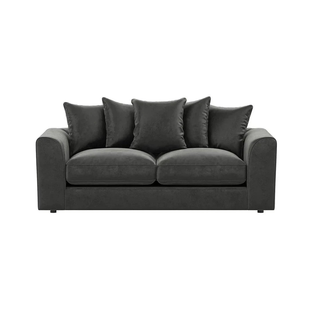 Plush Velvet Sofa 3 Seater in Black plush velvet
