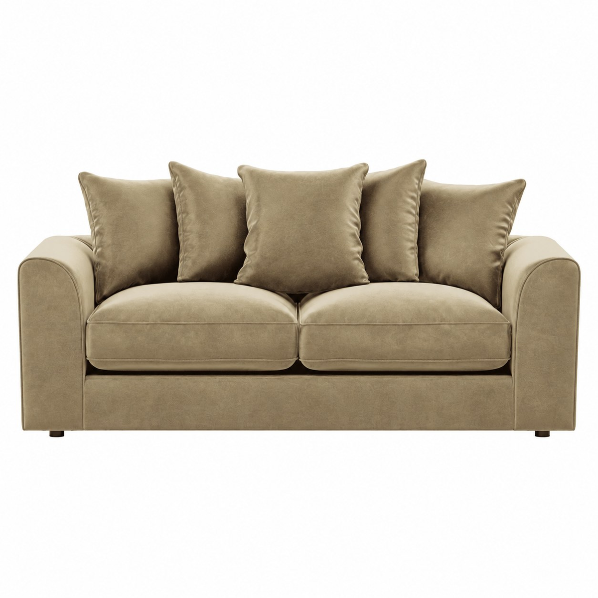 Plush Velvet Sofa 3 Seater in Beige plush velvet
