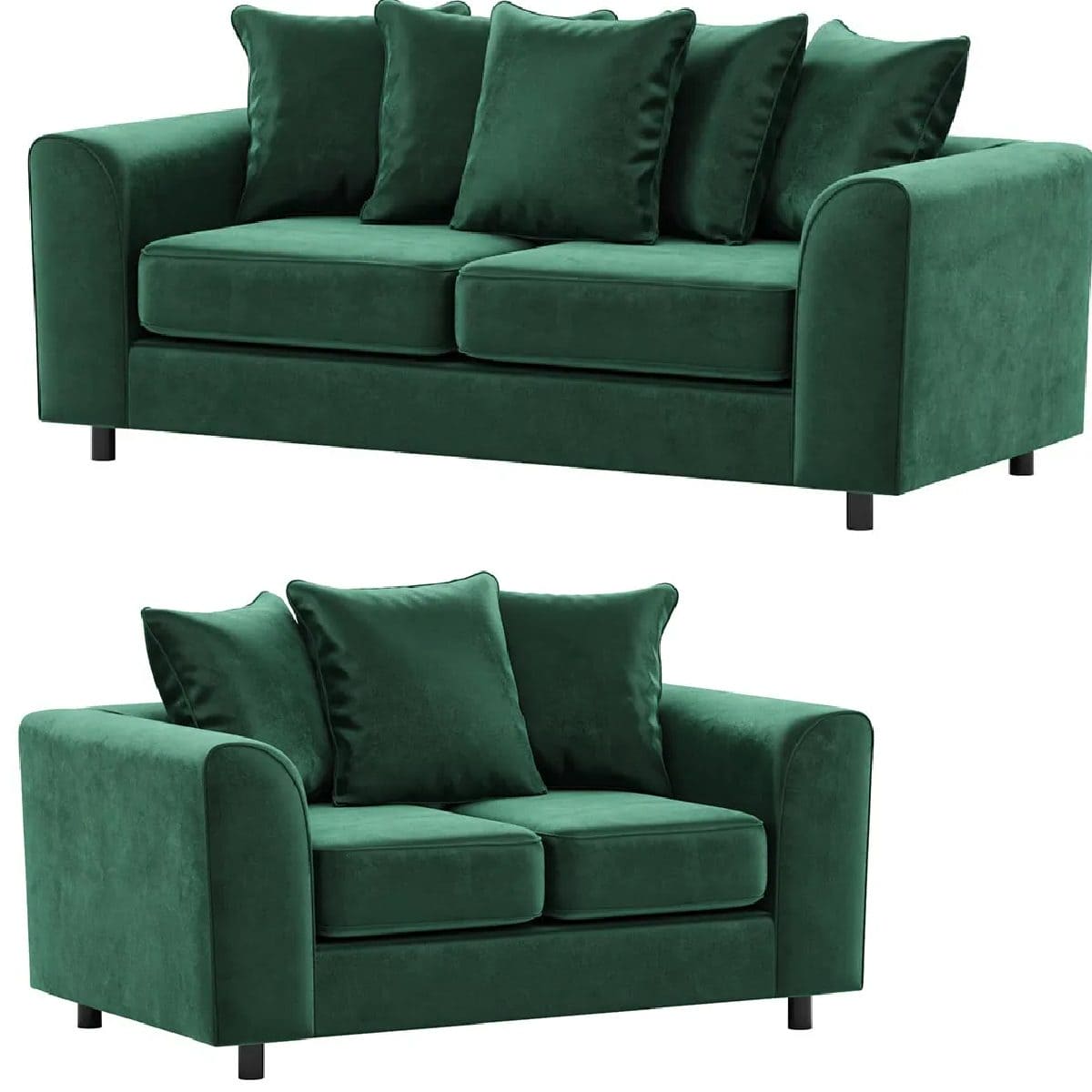 Plush Velvet Sofa Set 3+2 Seater in Green plush velvet