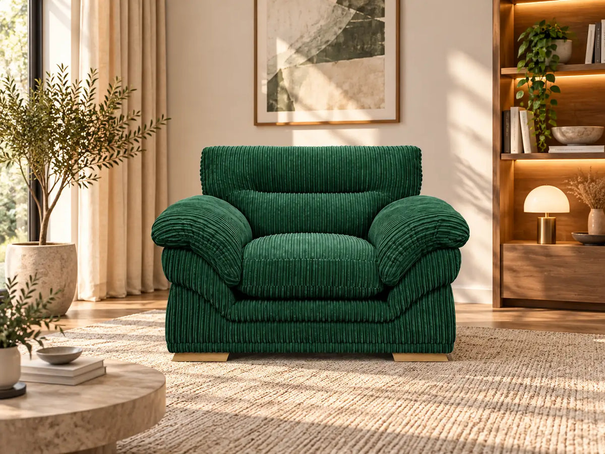 Amalfi Claude Armchair | Armchair | Jumbo Cord | 10 Colours | Reversible Cushions | Free UK Delivery