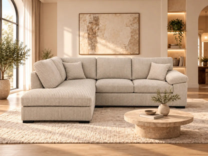 Amalfi Jumbo Cord Corner Sofa | 4 Seater Corner | Jumbo Cord | 10 Colours | Left or Right Hand, Clicks Together | Free UK Delivery