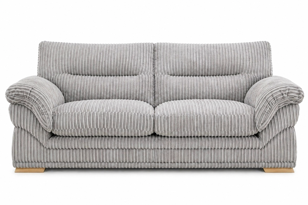 Amalfi Claude Sofa 3 Seater in Silver jumbo cord