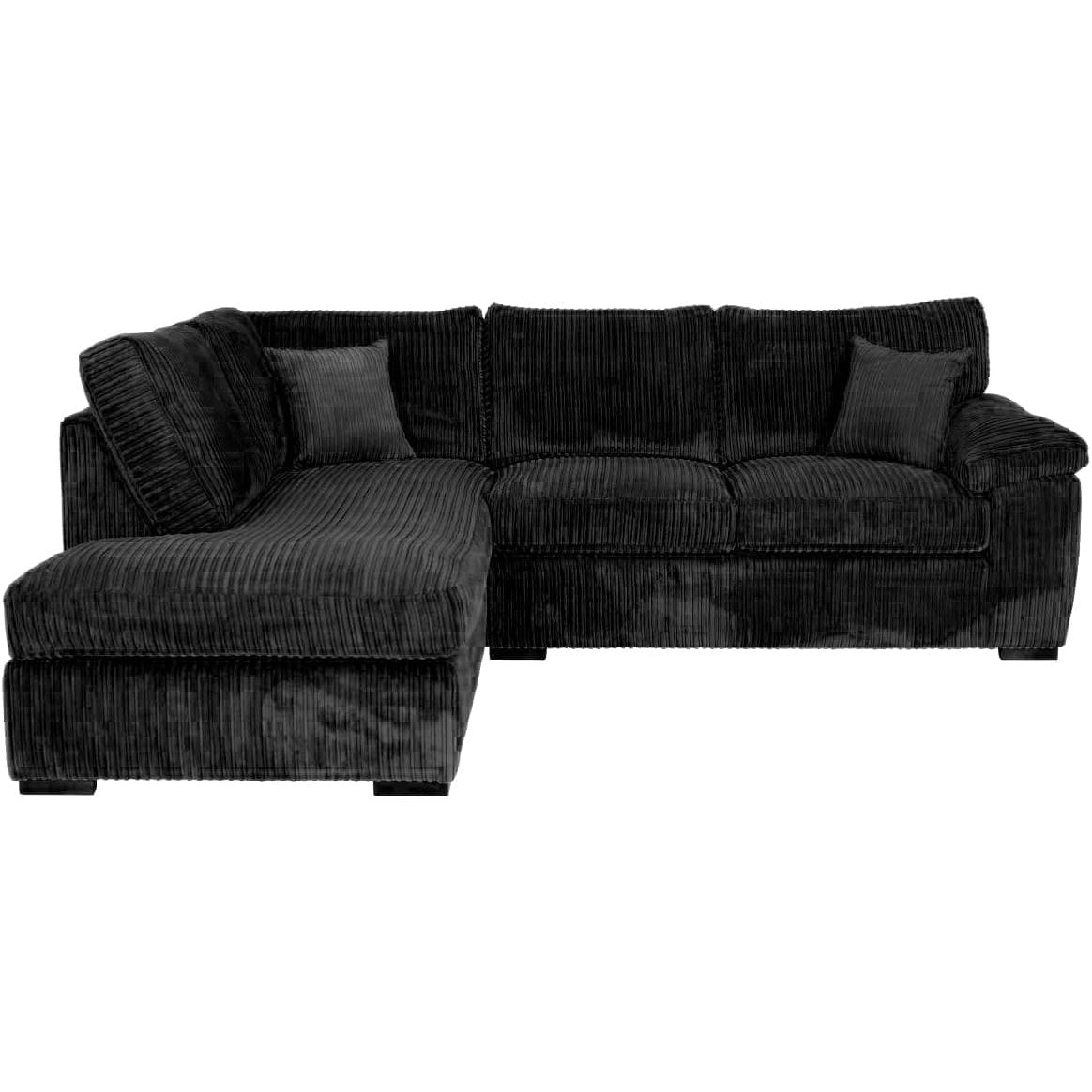 Amalfi Jumbo Cord Corner Sofa in Black jumbo cord, left hand side