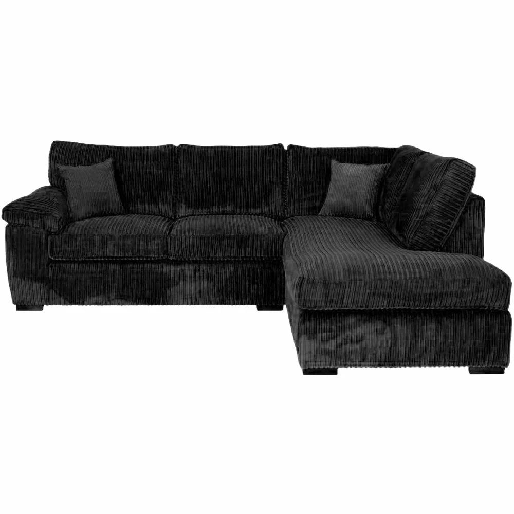 Amalfi Jumbo Cord Corner Sofa in Black jumbo cord, right hand side