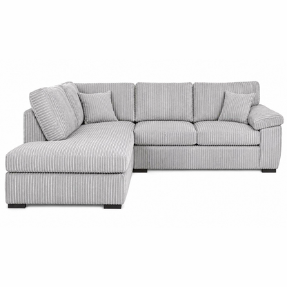 Amalfi Jumbo Cord Corner Sofa in Silver jumbo cord, left hand side