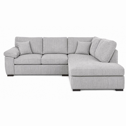 Amalfi Jumbo Cord Corner Sofa in Silver jumbo cord, right hand side