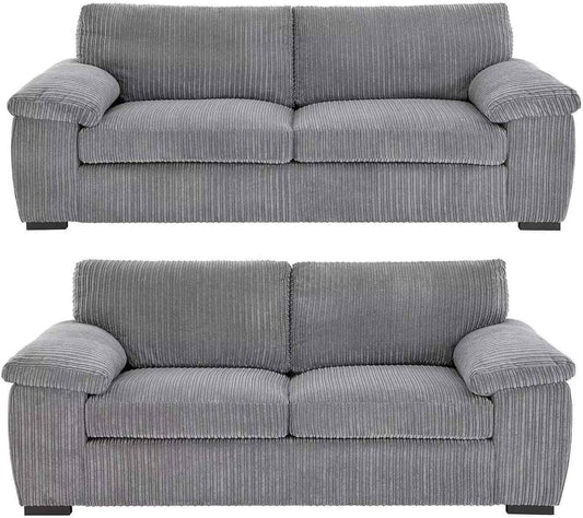 Amalfi Jumbo Cord Sofa Set 3+2 Seater in Grey jumbo cord