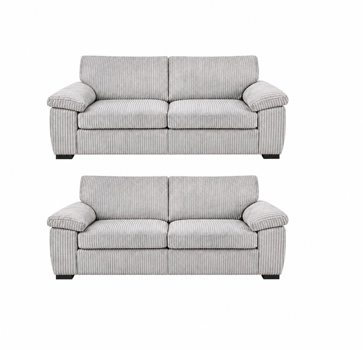 Amalfi Jumbo Cord Sofa Set 3+2 Seater in Silver jumbo cord