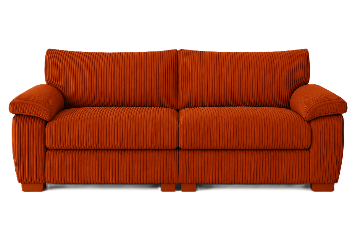 Amalfi Split Compact Sofa 2 Seater in Orange jumbo cord