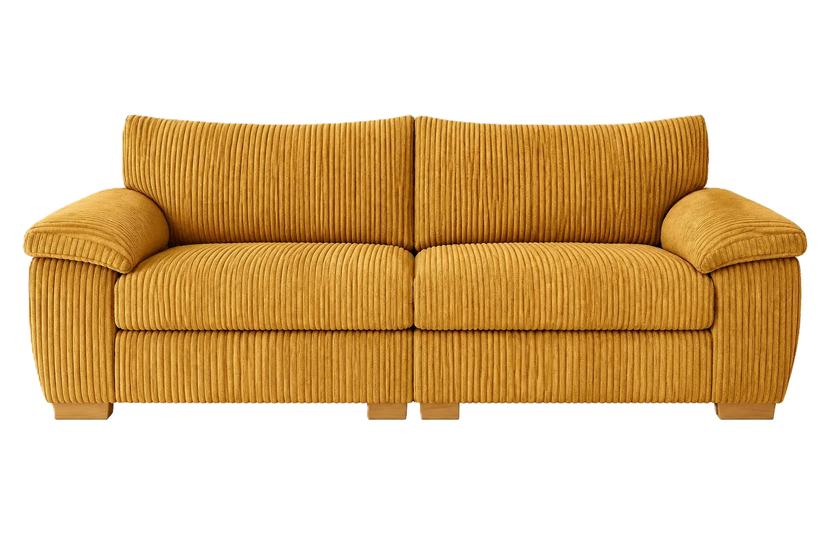Amalfi Split Compact Sofa 2 Seater in Mustard jumbo cord