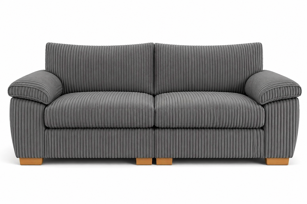 Amalfi Split Sectional Sofa 2 Seater in Grey jumbo cord