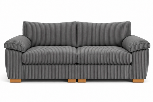Amalfi Split Sectional Sofa 2 Seater in Grey jumbo cord