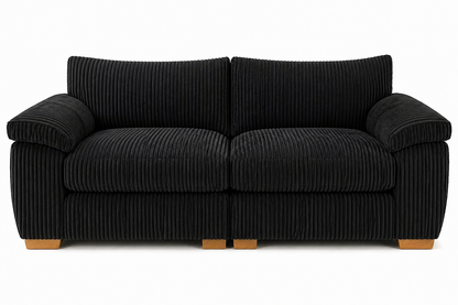 Amalfi Split Sectional Sofa 2 Seater in Black jumbo cord
