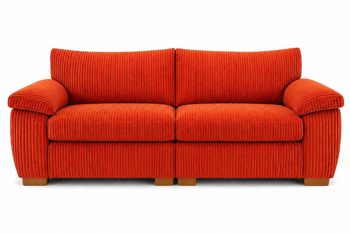 Amalfi Split Sectional Sofa 2 Seater in Orange jumbo cord