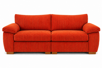 Amalfi Split Sectional Sofa 2 Seater in Orange jumbo cord