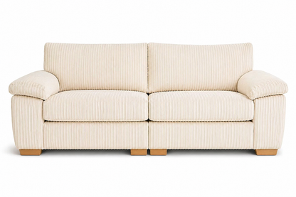 Amalfi Split Sectional Sofa 2 Seater in Cream jumbo cord
